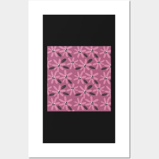 Cute pink and purple abstract flowers in a fun playful flowerpower pattern Posters and Art